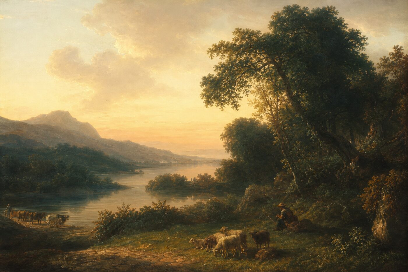 Classical pastoral landscape, suggesting calm clarity for discoverability